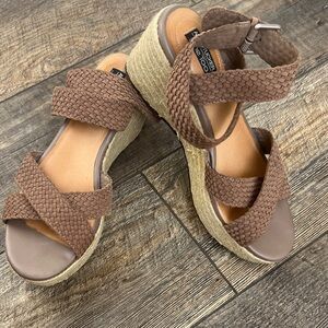 Brown Woven Wedge Sandals